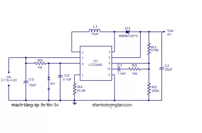 Mạch tăng áp 3v lên 5v sử dụng IC LTC3340